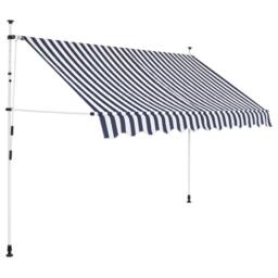 Berkfield Home Manual Retractable Awning 300 cm Blue & White Stripes - thumbnail 1
