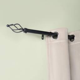 OHS Curtain Pole Extendable 28mm Metal Finnials Twist End Rod Fittings in Black - Size: 220 cm - thumbnail 2