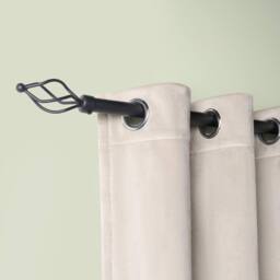 OHS Curtain Pole Extendable 28mm Metal Finnials Twist End Rod Fittings in Black - Size: 220 cm