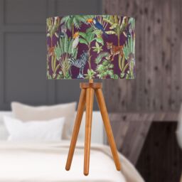 First Choice Lighting Set of 2 Dark Oak Table Lamp or Bedside Lights with Safari Shades in Brown - thumbnail 6