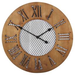 Wyld and Coco Round Wall Clock 60 cm Dark Brown Handmade Diamond Face - thumbnail 2