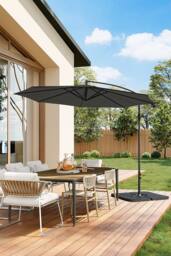 Living and Home 3M Large Banana Cantilever Patio Parasol for Outdoor Sunshade and Rain with a Cross base and a Square Base in Black - thumbnail 1