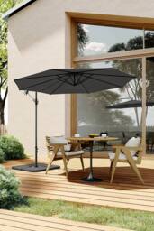 Living and Home 3M Large Banana Cantilever Patio Parasol for Outdoor Sunshade and Rain with a Cross base and a Square Base in Black - thumbnail 2