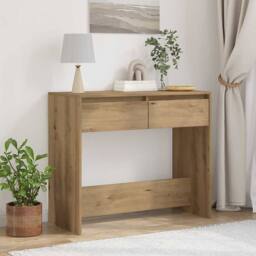 Berkfield Home Decorative Console Table Artisan Oak 89x41x76.5 cm Engineered Wood in Brown - thumbnail 2