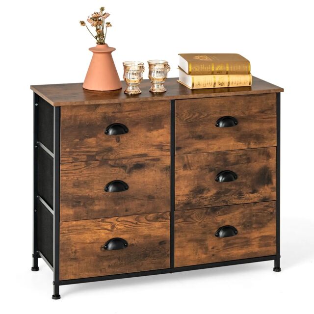 Costway 6 Drawers Dresser Organizer 2-Tier Fabric Storage Organizer Chest of Drawers in Brown - image 1