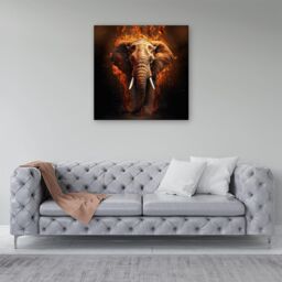 Warren Reed - Designer Splashart Elephant & fire Canvas in Orange - Size: w10 inch x h10 inch - thumbnail 4