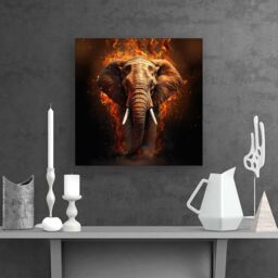 Warren Reed - Designer Splashart Elephant & fire Canvas in Orange - Size: w10 inch x h10 inch - thumbnail 2