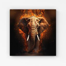 Warren Reed - Designer Splashart Elephant & fire Canvas in Orange - Size: w10 inch x h10 inch - thumbnail 1