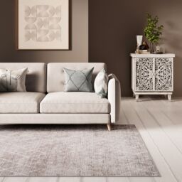 Kukoon Beige Grey Distressed Geometric Trellis Washable Living Room Area Rug - Size: 240 cm x 330 cm - thumbnail 3