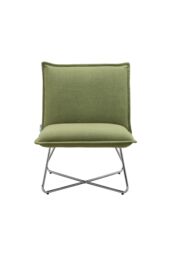 Living and Home Modern Linen Accent Chair with Metal Base in Green - thumbnail 3