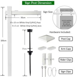 Costway 183 cm Real Estate Sign Post UPVC Realtor Yard Sign Post Garage Sale Signs in White - thumbnail 2