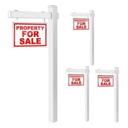 Costway 183 cm Real Estate Sign Post UPVC Realtor Yard Sign Post Garage Sale Signs in White - thumbnail 6