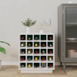Berkfield Home Wine Cabinet White 55.5x34x61 cm Solid Wood Pine - thumbnail 3