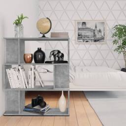 Berkfield Home Book Cabinet/Room Divider Concrete Grey 80x24x96 cm Engineered Wood - Size: 80 x 24 x 96 cm - thumbnail 3