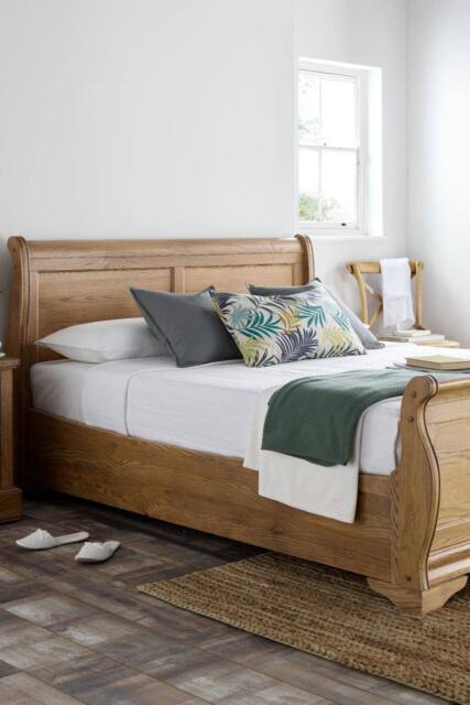 Time4sleep Bordeaux Oak Wooden Sleigh Bed - Bed Frame in Brown - Size: Double - image 1