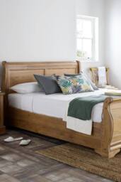 Time4sleep Bordeaux Oak Wooden Sleigh Bed - Bed Frame in Brown - Size: Double - thumbnail 1