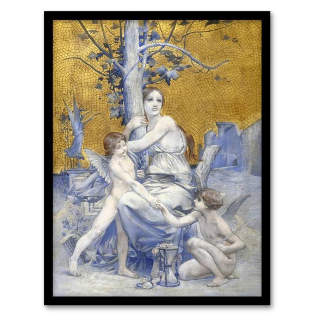 Artery8 Luc Olivier Merson Eternity The Allegory of Time Framed Wall Art Print in Gold - Size: A4 - image 1