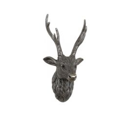 Melody Maison Silver Metal Wall Mounted Stag Head - 18cm X 43cm in Metallic Silver - Size: 18 cm X 43 cm