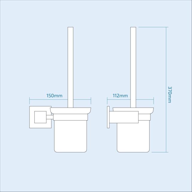 Nes Home Rensa Square Toilet Brush & Holder in Silver - image 1