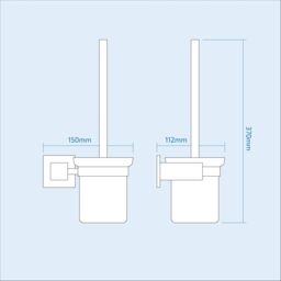 Nes Home Rensa Square Toilet Brush & Holder in Silver