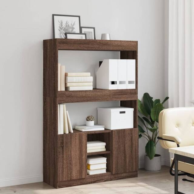 Berkfield Home Highboard¬†Brown Oak 92x33x140 cm Engineered Wood in Brown - Size: 92 x 33 x 140 cm