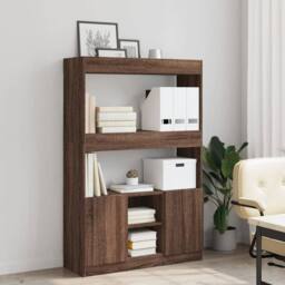 Berkfield Home Highboard¬†Brown Oak 92x33x140 cm Engineered Wood in Brown - Size: 92 x 33 x 140 cm - thumbnail 1