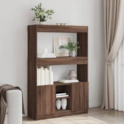 Berkfield Home Highboard¬†Brown Oak 92x33x140 cm Engineered Wood in Brown - Size: 92 x 33 x 140 cm - thumbnail 2