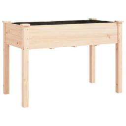 Berkfield Home Wheeled Planter with Liner 118x59x80 cm Solid Wood Fir in Brown - Size: 118 x 59 x 80 cm - thumbnail 3