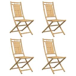 Berkfield Home Beautiful Folding Garden Chairs 4 pcs 46x66x99 cm Bamboo in Brown - Size: 46 x 66 x 99 cm - thumbnail 4