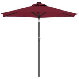 Berkfield Home Garden Parasol with LEDs & Steel Pole Bordeaux Red 225x225x212cm - Size: 225 x 225 x 212 cm - thumbnail 4