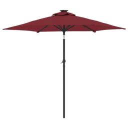 Berkfield Home Garden Parasol with LEDs & Steel Pole Bordeaux Red 225x225x212cm - Size: 225 x 225 x 212 cm - thumbnail 6