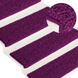 Berkfield Home Carpet Stair Treads 15 pcs 65x21x4 cm Pink in Fuchsia - Size: Medium - thumbnail 2