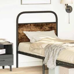 Berkfield Home Headboard Smoked Oak 80 cm Steel & Engineered Wood in Brown - thumbnail 3