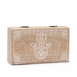 KDMD Med Square Box 17x10x4.2cm with Hamsa Motif - Whitewash Storage in Brown - Size: 17x10x4.2 cm - thumbnail 4