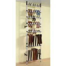 Berkfield Home Telescopic Shoe Rack with Rods Aluminium in Silver - thumbnail 5