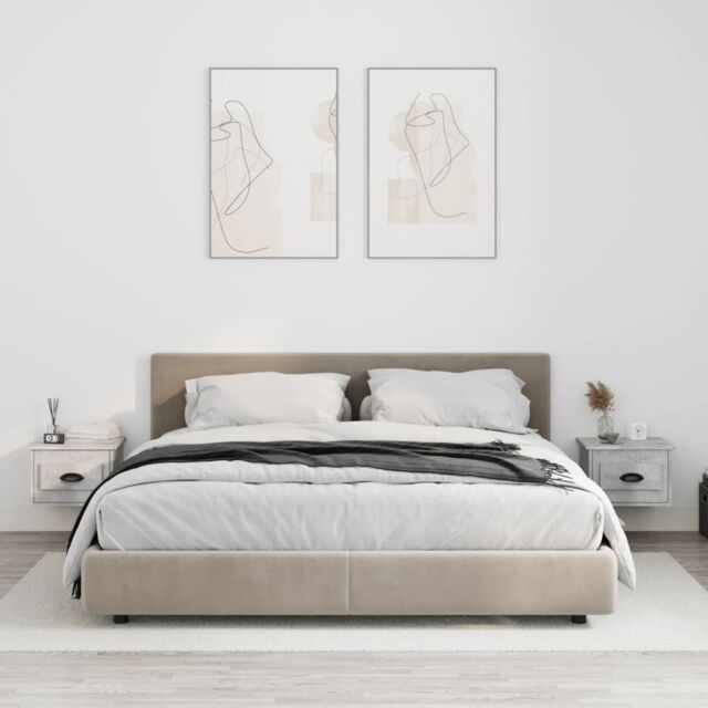 Berkfield Home Wall-mounted Bedside Cabinets 2 pcs Concrete Grey 41.5x36x28cm - Size: 41.5x36x28 cm - image 1