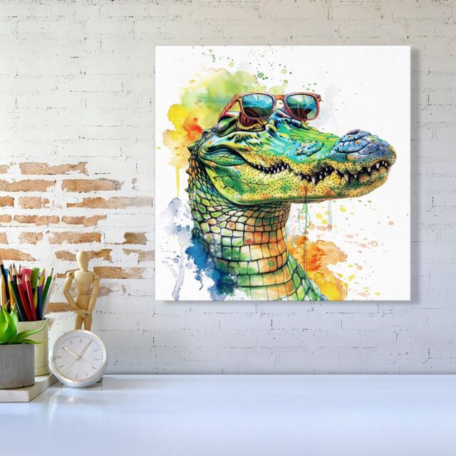 Warren Reed - Designer Cool Crocodile Canvas - Size: w10 inch x h10 inch - image 1