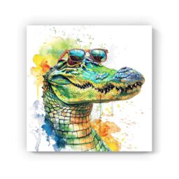 Warren Reed - Designer Cool Crocodile Canvas - Size: w10 inch x h10 inch - thumbnail 2