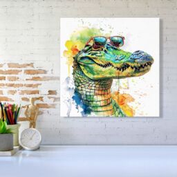 Warren Reed - Designer Cool Crocodile Canvas - Size: w10 inch x h10 inch - thumbnail 1