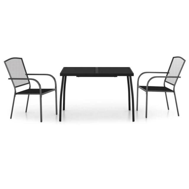 Berkfield Home 3 Piece Garden Dining Set Anthracite Steel in Dark Grey - image 1
