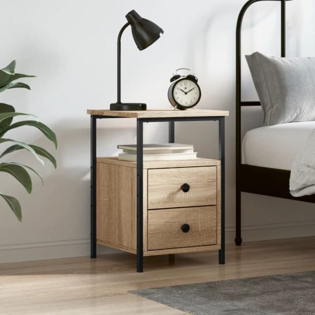 Berkfield Home Bedside Cabinet Sonoma Oak 34x35.5x50 cm Engineered Wood in Brown - image 1