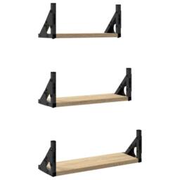 Berkfield Home 3 Piece Wall Shelf Set Sonoma Oak Engineered Wood in Light Brown - thumbnail 6