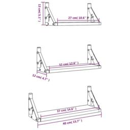 Berkfield Home 3 Piece Wall Shelf Set Sonoma Oak Engineered Wood in Light Brown - thumbnail 9