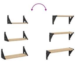 Berkfield Home 3 Piece Wall Shelf Set Sonoma Oak Engineered Wood in Light Brown - thumbnail 7