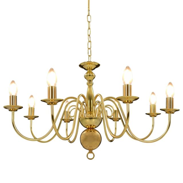 Berkfield Home Chandelier Golden 8 x E14 Bulbs in Gold - image 1