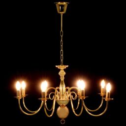 Berkfield Home Chandelier Golden 8 x E14 Bulbs in Gold - thumbnail 5