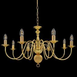 Berkfield Home Chandelier Golden 8 x E14 Bulbs in Gold - thumbnail 6