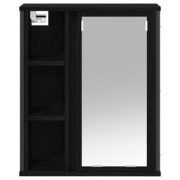 Berkfield Home Bathroom Wall Cabinet with Mirror Black Oak 50x21x60 cm - Size: 50 x 21 x 60 cm - thumbnail 6