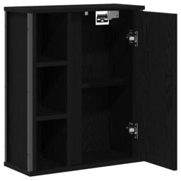 Berkfield Home Bathroom Wall Cabinet with Mirror Black Oak 50x21x60 cm - Size: 50 x 21 x 60 cm - thumbnail 5