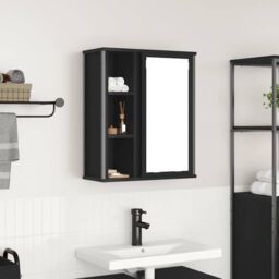 Berkfield Home Bathroom Wall Cabinet with Mirror Black Oak 50x21x60 cm - Size: 50 x 21 x 60 cm